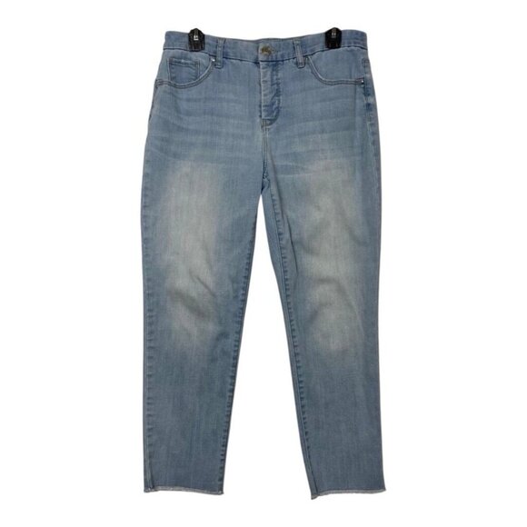 Chicos So Slimming Girlfriend Raw Hem Crop Jeans~Size 0.5 (S/6)~Light Blue - Picture 1 of 10